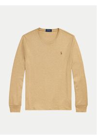 Polo Ralph Lauren Longsleeve 710760121027 Beżowy Slim Fit. Typ kołnierza: polo. Kolor: beżowy. Materiał: bawełna. Długość rękawa: długi rękaw