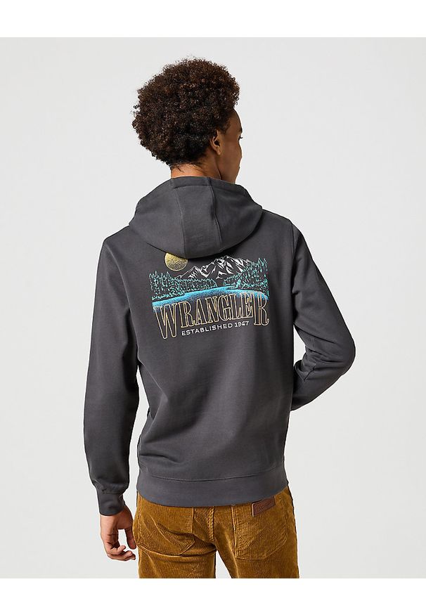 Wrangler - WRANGLER MĘSKA BLUZA HOODIE FADED BLACK 112357336 W6M9014116