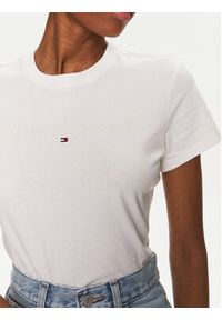 Tommy Jeans T-Shirt Tonal Linear DW0DW17827 Biały Slim Fit. Kolor: biały. Materiał: bawełna