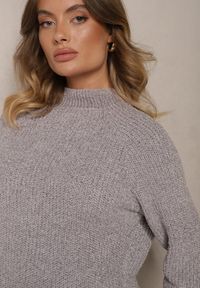 Renee - Szary Casualowy Golf z Wiskozą Zerinia. Okazja: na co dzień. Typ kołnierza: golf. Kolor: szary. Materiał: wiskoza. Styl: casual #5