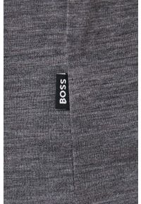 BOSS longsleeve wełniany kolor szary gładki. Kolor: szary. Materiał: wełna. Długość rękawa: długi rękaw. Długość: krótkie. Wzór: gładki #2
