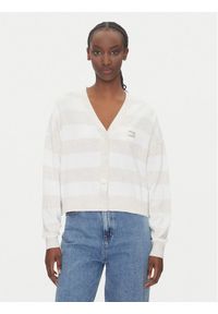 Tommy Jeans Kardigan DW0DW20968 Beżowy Relaxed Fit. Kolor: beżowy. Materiał: bawełna #1