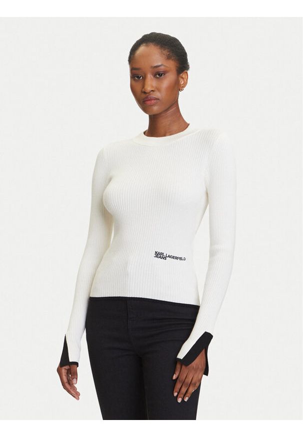 Karl Lagerfeld Jeans Sweter A3W18006 Écru Slim Fit. Materiał: syntetyk