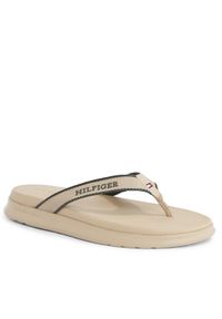 TOMMY HILFIGER - Tommy Hilfiger Japonki Dual Density Toe Beach Sandal FM0FM05015 Beżowy. Kolor: beżowy