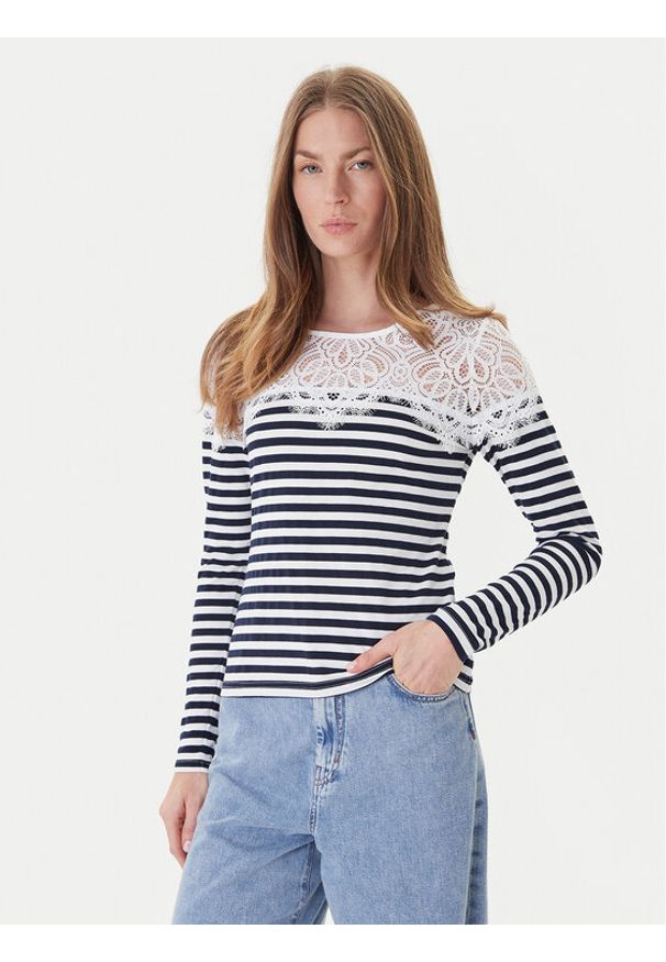 Morgan Bluzka 251-TMACO Granatowy Slim Fit. Kolor: niebieski. Materiał: bawełna, syntetyk