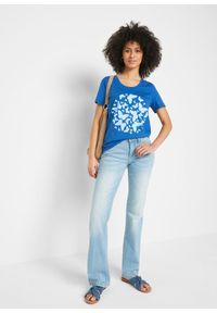 bonprix - T-shirt. Kolor: niebieski. Długość rękawa: krótki rękaw. Długość: krótkie. Wzór: nadruk #3