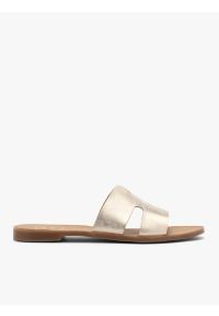 Ryłko - Platynowe klapki damskie z wycięciami. Okazja: na co dzień. Kolor: szary. Materiał: syntetyk. Sezon: lato. Styl: casual, elegancki, street #1