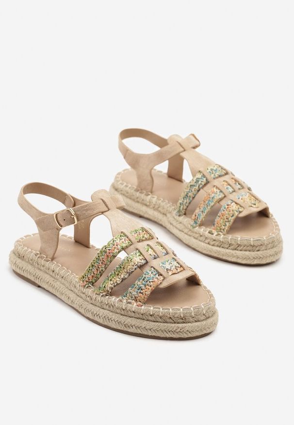 Born2be - Beżowe Sandały na Grubej Podeszwie z Plecionką w Stylu Boho Orrule. Okazja: na co dzień. Zapięcie: sprzączka. Kolor: beżowy. Sezon: lato. Styl: boho
