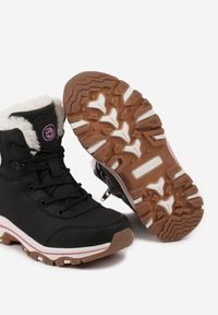 Born2be - Czarne Sznurowane Płaskie Botki Trekkingowe z Futerkiem Avanora. Okazja: na co dzień. Zapięcie: sznurówki. Kolor: czarny. Materiał: futro. Styl: młodzieżowy, casual, elegancki #3