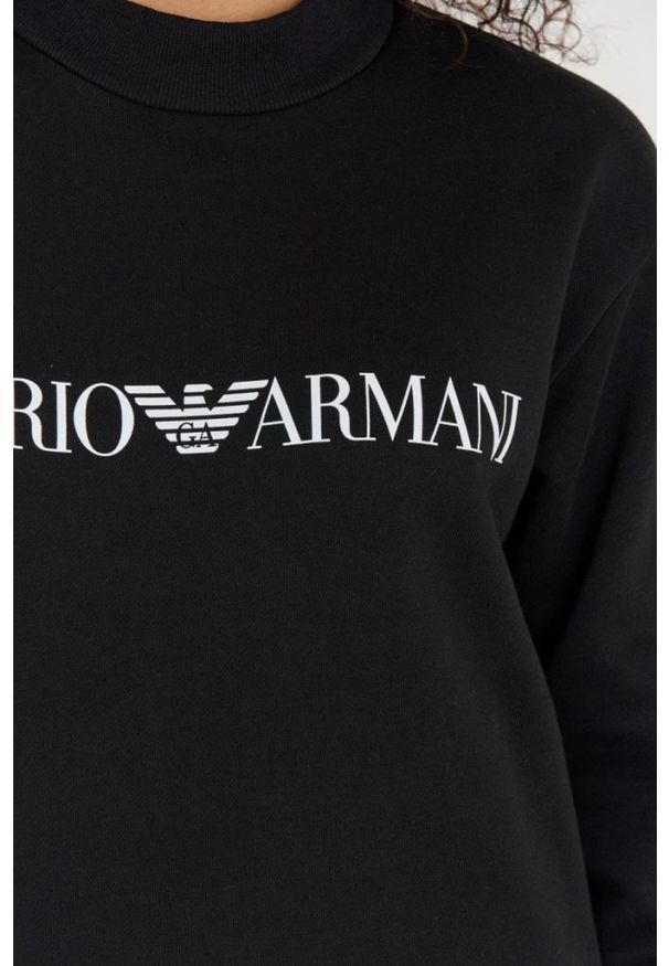 Emporio Armani - EMPORIO ARMANI Czarny damski komplet bluza i spodnie, Rozmiar XS. Kolor: czarny. Materiał: bawełna, dresówka
