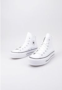Tenisówki Converse Model Chuck Taylor All Star Platform Leather Kolor Biały. Kolor: biały. Materiał: tkanina, skóra. Obcas: na platformie