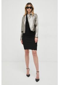 Guess ramoneska damska kolor srebrny przejściowa. Okazja: na co dzień. Kolor: srebrny. Styl: casual, klasyczny #2