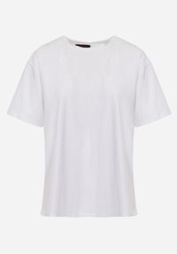 Born2be - Biały T-shirt z Bawełny Typu Oversize Nedika. Okazja: na co dzień. Kolor: biały. Materiał: bawełna. Styl: casual, klasyczny #6