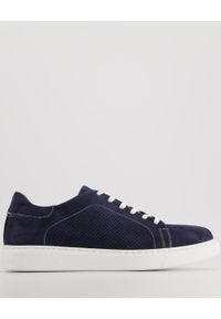 Venezia - SNEAKERSY MĘSKIE Z NUBUKU 23408 NAVY BLUE. Materiał: nubuk