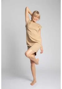 MOE - Sukienka z Bawełny Prążkowanej bez Rękawów - Cappuccino. Materiał: bawełna, prążkowany. Długość rękawa: bez rękawów #1