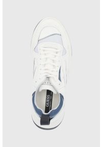 Guess Buty skórzane kolor biały. Nosek buta: okrągły. Zapięcie: sznurówki. Kolor: biały. Materiał: skóra
