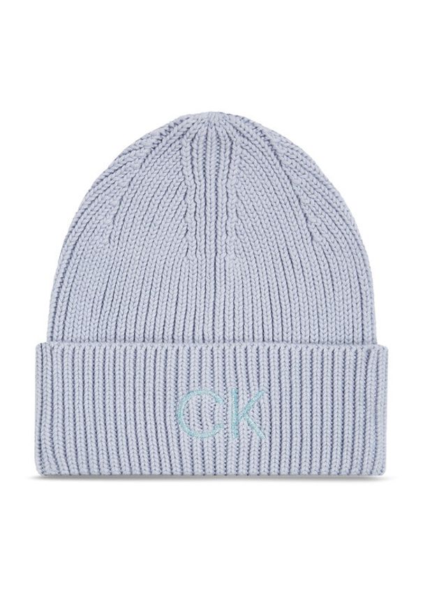 Calvin Klein Czapka Re-Lock Beanie W/Emb K60K608660 Niebieski. Kolor: niebieski. Materiał: bawełna