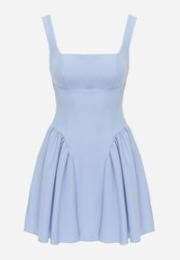 Renee - Jasnoniebieska Sukienka na Ramiączkach o Rozkloszowanym Kroju Tastorea. Okazja: na imprezę, na co dzień. Typ kołnierza: dekolt kwadratowy, kokarda. Kolor: niebieski. Długość rękawa: na ramiączkach. Sezon: lato. Typ sukienki: rozkloszowane, proste. Styl: casual, elegancki #4