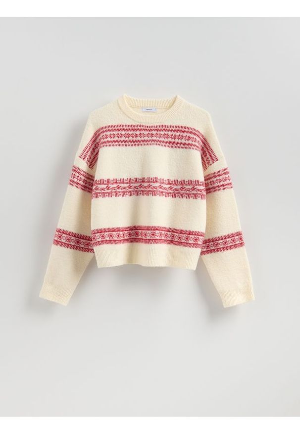 Reserved - Sweter we wzory - wielobarwny. Materiał: wełna, dzianina