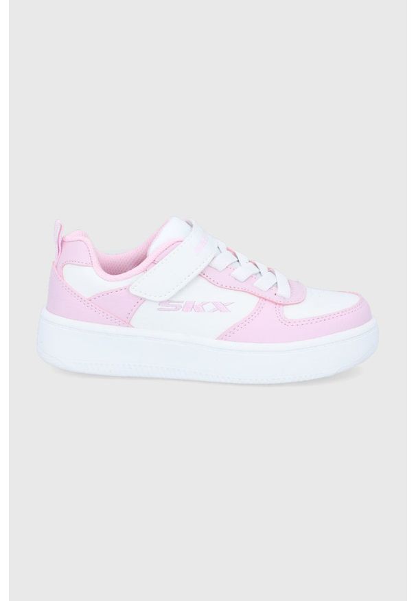 skechers - Skechers buty dziecięce kolor różowy. Nosek buta: okrągły. Zapięcie: rzepy. Kolor: różowy. Materiał: guma