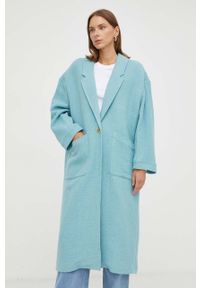AMERICAN VINTAGE - American Vintage płaszcz damski kolor turkusowy przejściowy. Kolor: turkusowy. Styl: vintage #1