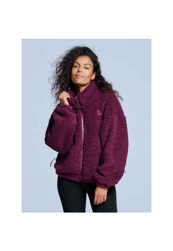 POEDERBAAS - Kurtka Fluffy - Damska - Cztery pory roku - Miś - Bordowa. Kolor: czerwony. Materiał: poliester. Sezon: zima. Sport: narciarstwo