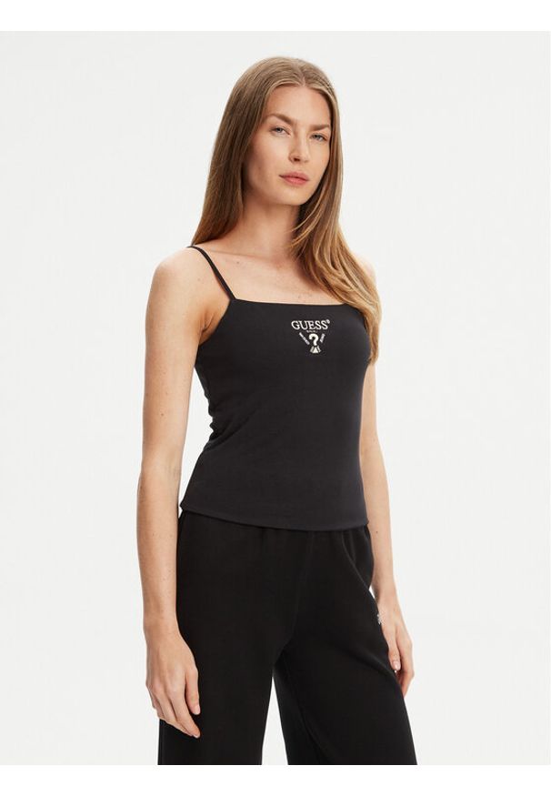 Guess Top V5RP08 KCOA2 Czarny Regular Fit. Kolor: czarny. Materiał: wiskoza