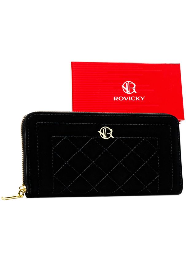 ROVICKY - Portfel pikowany Rovicky R-PRK-03-V36 czarny. Kolor: czarny. Materiał: skóra ekologiczna