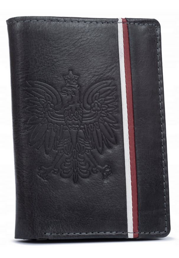 Inny - Portfel skórzany patriotyczny N4A-H-BL czarny. Kolor: czarny. Materiał: skóra