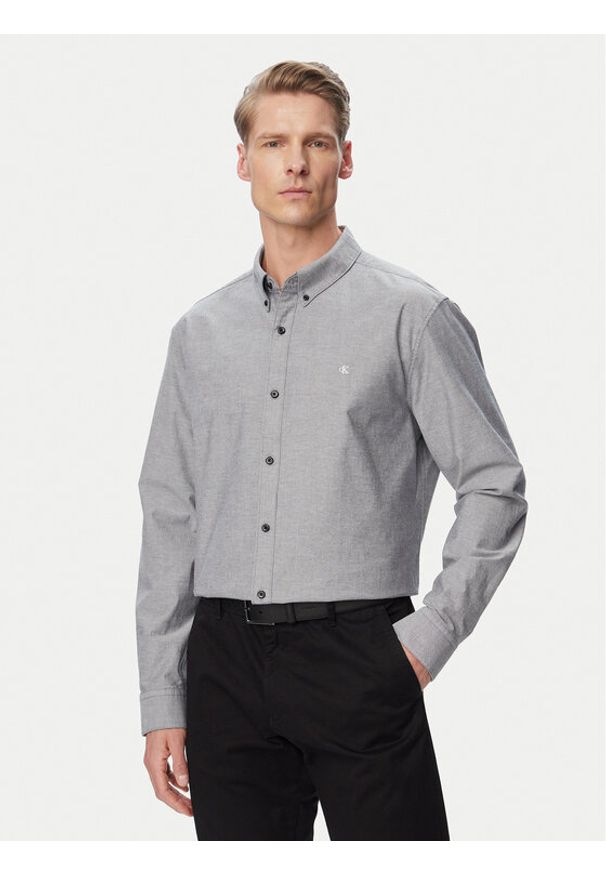 Calvin Klein Jeans Koszula Oxford Classic LV140EM125 Szary Regular Fit. Kolor: szary. Materiał: bawełna