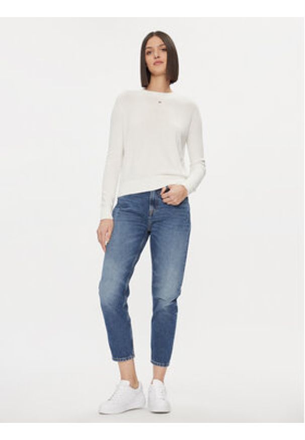 Tommy Jeans Sweter Essential DW0DW17254 Biały Regular Fit. Kolor: biały. Materiał: bawełna