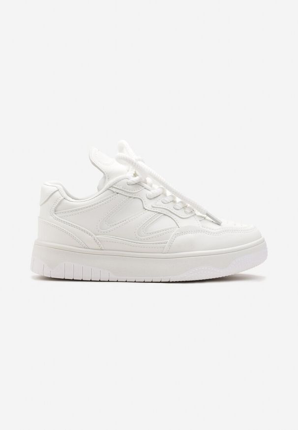 Born2be - Białe Sneakersy na Grubej Podeszwie z Wstawkami Kalidras. Kolor: biały