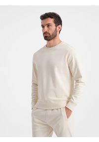 Ombre Clothing - Męski dresowy komplet bluza + spodnie – kremowy V11. Okazja: na co dzień. Kolor: kremowy. Materiał: dresówka. Wzór: aplikacja, jednolity. Styl: klasyczny, casual #7