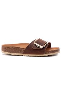 Birkenstock Klapki Madrid Big Buckle 1006525 Brązowy. Kolor: brązowy. Materiał: skóra, nubuk