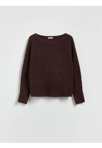 Reserved - Sweter z domieszką wełny - ciemnobrązowy. Kolor: brązowy. Materiał: wełna