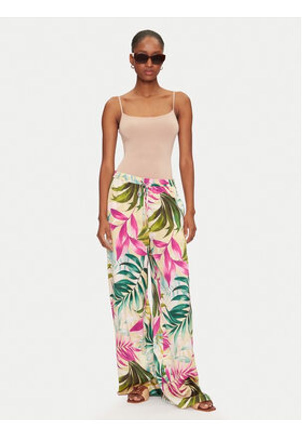 Guess Spodnie palazzo W5GB11 WH9C2 Kolorowy Wide Leg. Materiał: syntetyk. Wzór: kolorowy
