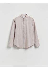 Reserved - Koszula slim z bawełny egipskiej - beżowy. Kolor: beżowy. Materiał: bawełna