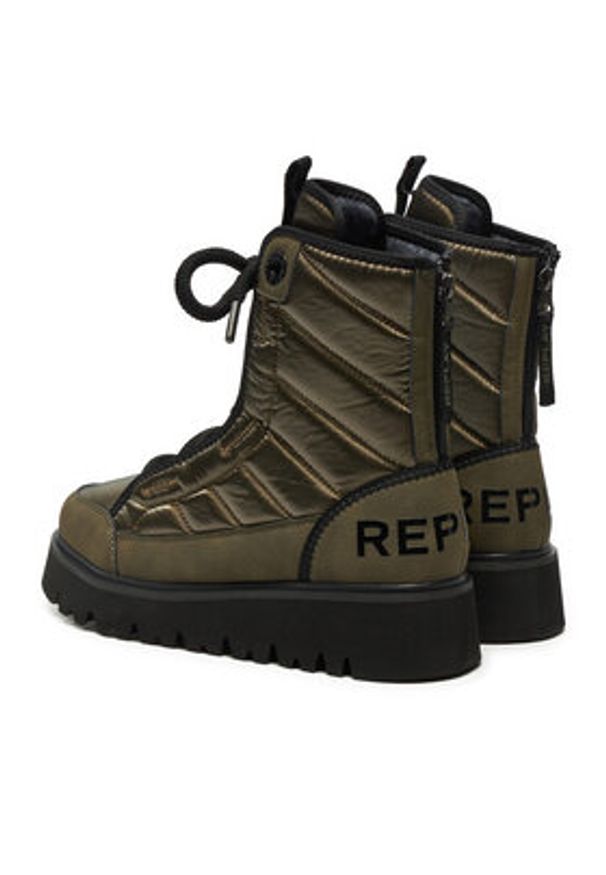 Replay - REPLAY Botki Melrose Lace Lace-Up GWF2H.000.C0012T Zielony. Kolor: zielony. Materiał: skóra