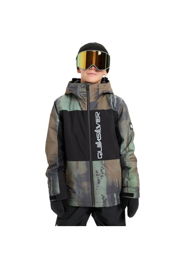 Quiksilver - Kurtka do sportów zimowych techniczna dla Chłopców SIDE HIT BLOCK. Kolor: zielony. Sezon: zima. Sport: narciarstwo