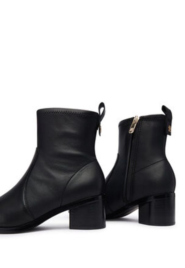 TOMMY HILFIGER - Tommy Hilfiger Botki Th Stretch Leather Bootie FW0FW08860 Czarny. Kolor: czarny. Materiał: skóra