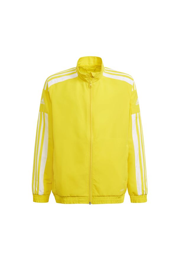 Adidas - Kurtka dziecięca adidas Squadra 21 Presentation. Kolor: biały, wielokolorowy, żółty. Materiał: materiał. Sport: piłka nożna