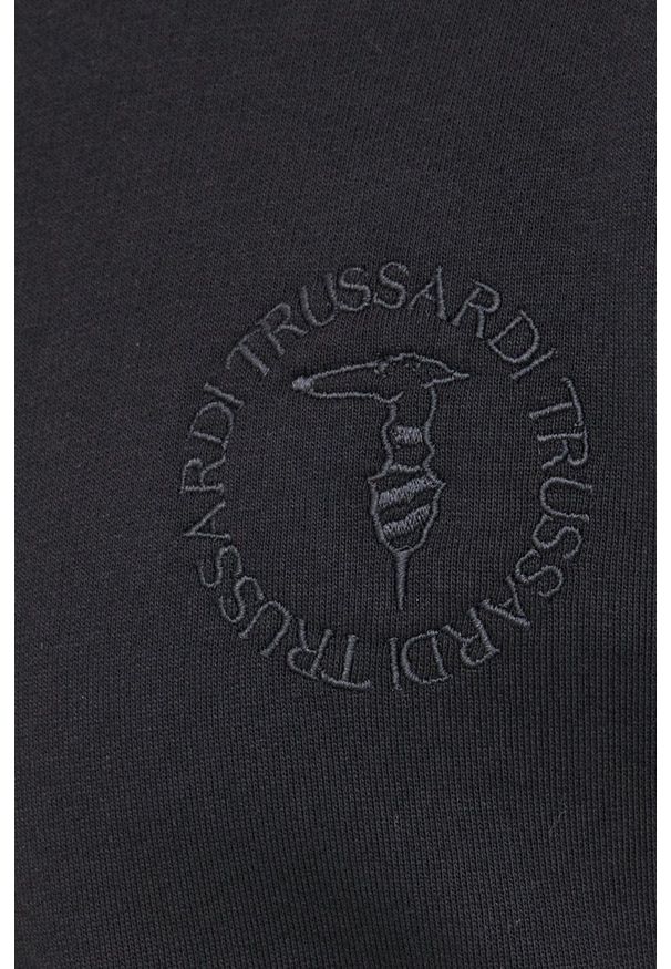 Trussardi Jeans - Trussardi bluza bawełniana męska kolor czarny gładka. Kolor: czarny. Materiał: bawełna. Wzór: gładki