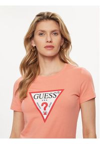 Guess T-Shirt W1YI1B I3Z14 Koralowy Slim Fit. Kolor: pomarańczowy. Materiał: bawełna #5