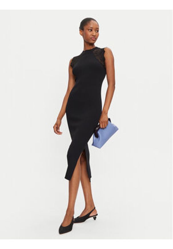 Morgan Sukienka dzianinowa 242-RMAGDA Czarny Slim Fit. Kolor: czarny. Materiał: syntetyk, wiskoza