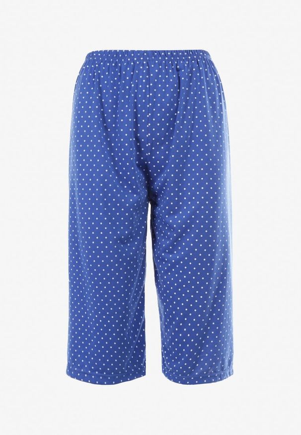 Born2be - Szaro-Niebieski 2-Częściowy Komplet Piżamowy Achinna. Kolekcja: plus size. Kolor: szary. Materiał: dzianina. Długość: krótkie. Wzór: nadruk, aplikacja, kropki