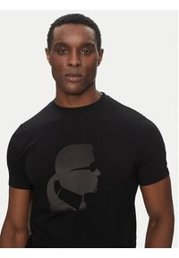 Karl Lagerfeld - KARL LAGERFELD T-Shirt 755054 552221 Czarny Regular Fit. Typ kołnierza: dekolt w karo. Kolor: czarny. Materiał: bawełna #4