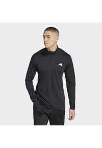 Adidas - Train Essentials Seasonal Training 1/4-Zip Long Sleeve Tee. Kolor: czarny, wielokolorowy, biały. Materiał: materiał. Wzór: motyw zwierzęcy, paski