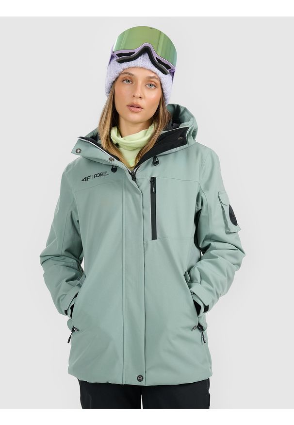 4f - 4F Kurtka snowboardowa membrana 15000 damska - zielona XXL. Kolor: zielony. Materiał: poliester, materiał. Sezon: zima