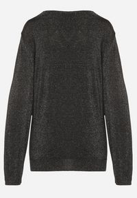 Born2be - Czarny Wiskozowy Sweter o Pudełkowym Kroju z Metaliczną Nitką Essmia. Okazja: na co dzień, na spacer. Typ kołnierza: dekolt w serek. Kolekcja: plus size. Kolor: czarny. Materiał: wiskoza. Styl: klasyczny, casual