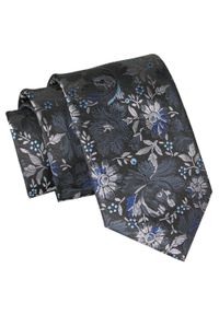 Męski Krawat Angelo di Monti - Wzór Kwiatowy, Szarości. Materiał: tkanina. Wzór: kwiaty. Styl: elegancki, wizytowy